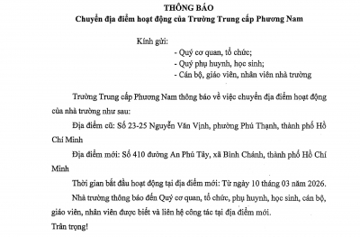 Th&ocirc;ng b&aacute;o chuyển địa điểm hoạt động